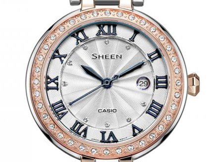 Casio SHE-4034BSG-7BUDR đính kim cương đầy sắc xảo.